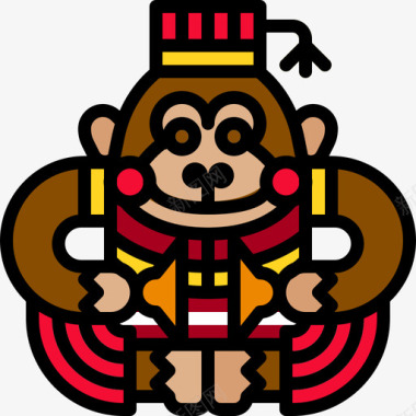 黑猴子猴子马戏团70线性颜色图标图标