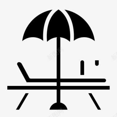 伞沙滩椅甲板图标图标