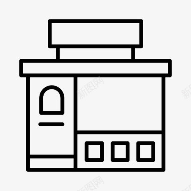 马路边店面背景店面建筑零售图标图标