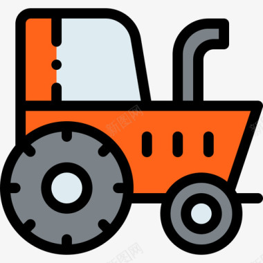 线性装饰拖拉机车辆和运输工具1线性颜色图标图标