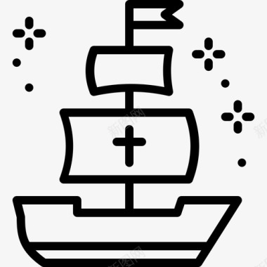 哥伦布日美洲帆船图标图标