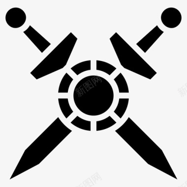 运动种类标志两把剑格斗交叉剑图标图标