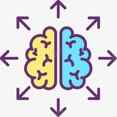 人脑矢量人脑人工智能54线性颜色图标图标
