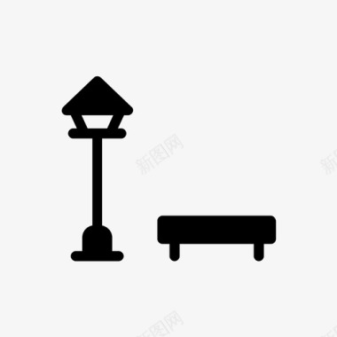 公园图长椅椅子长椅灯图标图标