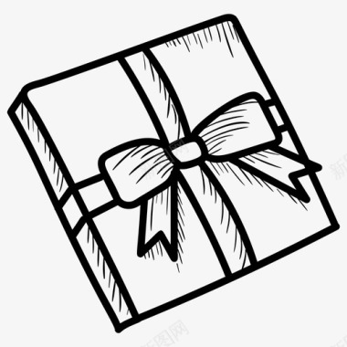 生日礼品盒礼品盒带状包装盒图标图标