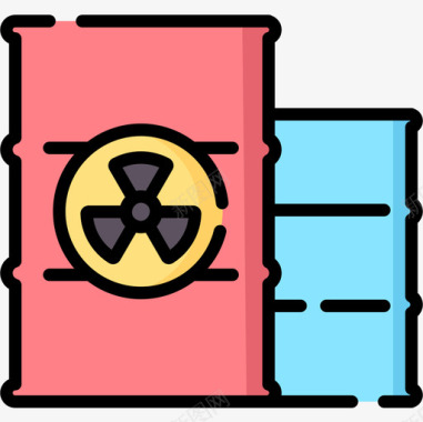 有毒标志有毒废物核7线性颜色图标图标