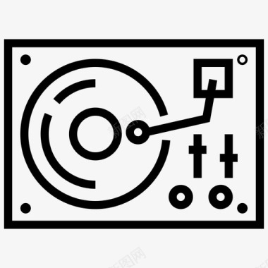 复古乙烯基留声机音乐播放器录音机图标图标