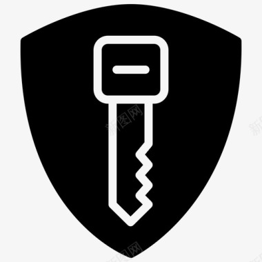钥匙盾牌保安黑填充图标图标