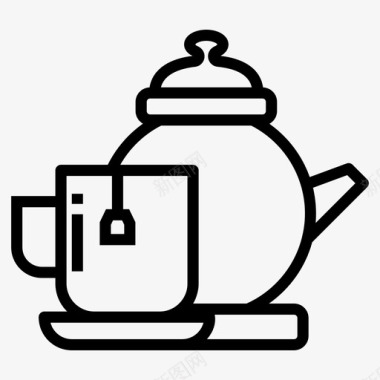 食物和饮料茶和水壶饮料一杯茶图标图标