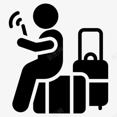 使用手机的旅行者使用手机的人手机成瘾图标图标