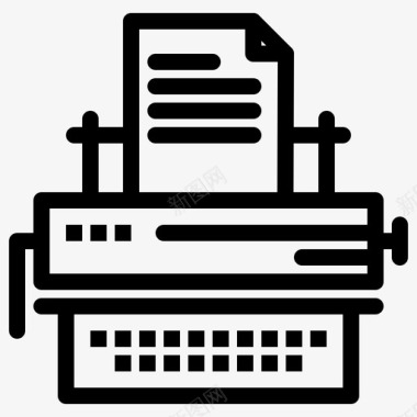 打字机钥匙信件图标图标