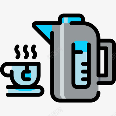 清新颜色水壶水壶家用电子4线性颜色图标图标