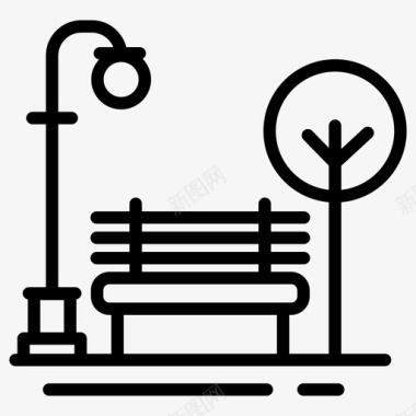 公共环境标识城市公园长凳花园图标图标
