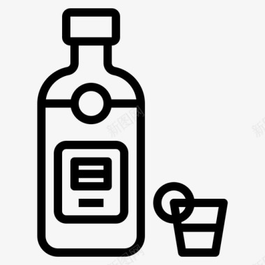 伏特加瓶子俄罗斯提纲图标图标