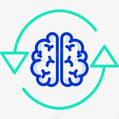 降低50大脑人工智能50轮廓颜色图标图标