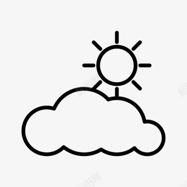 多云的早晨风景云后的太阳图标图标