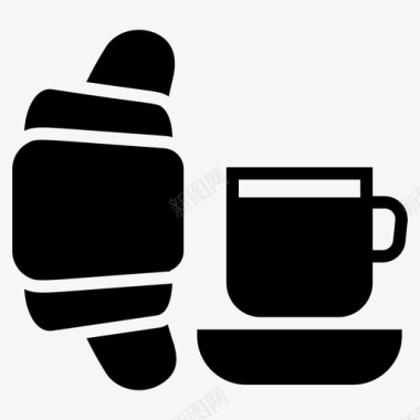 牛角包配茶牛角面包配茶烘焙食品图标图标