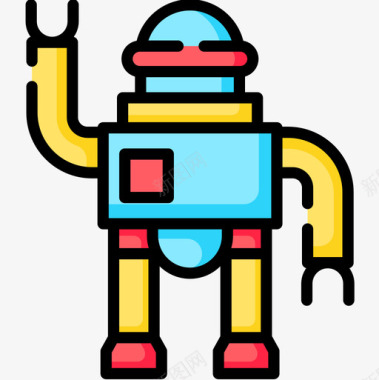 儿童机器人儿童玩具23线性颜色图标图标