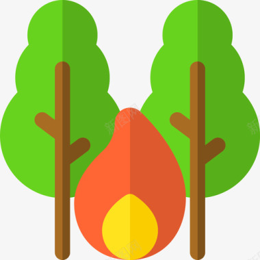树免抠素材燃烧的树气候变化12平坦图标图标