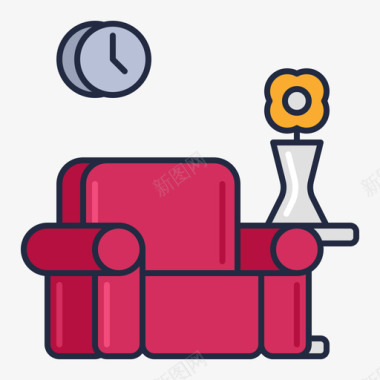沙发共工作空间7线性颜色图标图标