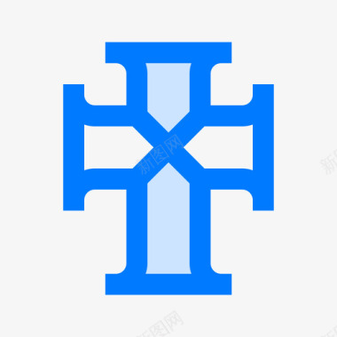 十字架十字架中世纪57蓝色图标图标