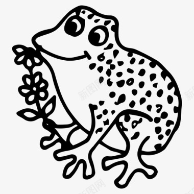 青蛙动物手绘图标图标
