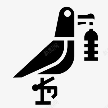 鸟吃塑料瓶子塑料污染固体图标图标