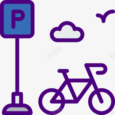 自行车城市卷2线性颜色图标图标