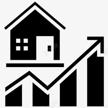 房价增长条形图房价上涨图标图标