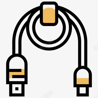 USB插头Usb插头计算机技术10黄色阴影图标图标