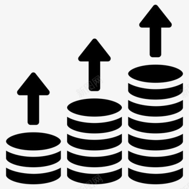 元硬币利润硬币增加图标图标