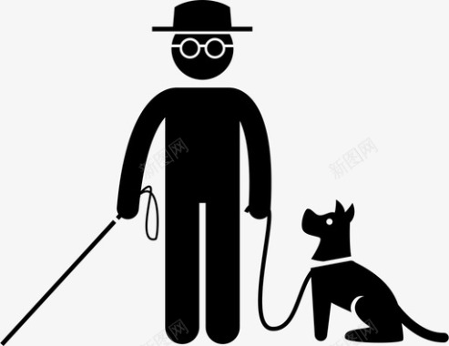 导盲犬动物盲人图标图标