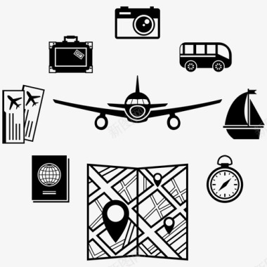 国外旅行国外飞机图标图标