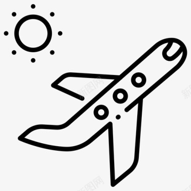 暑期飞行飞机太阳图标图标