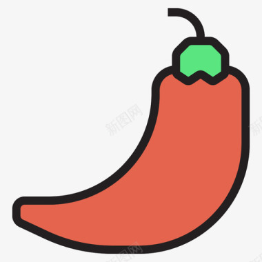 辣椒水果和蔬菜2线颜色图标图标