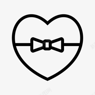 心形盒子心形礼物蝴蝶结和心形盒子图标图标