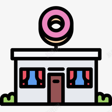 甜甜圈店面包房109彩色图标图标