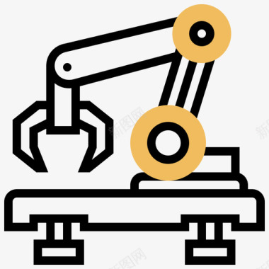 机械臂工业过程27黄色阴影图标图标