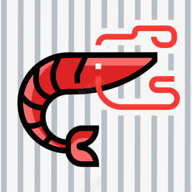 虾烧烤21线形颜色图标图标
