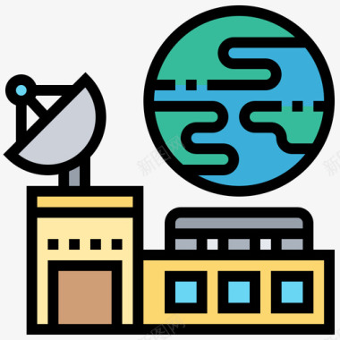 彩色水晶图标卫星航天技术7线性彩色图标图标