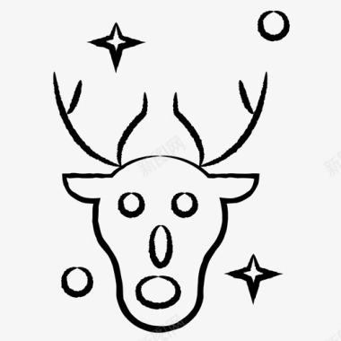驯鹿圣诞节星星图标图标