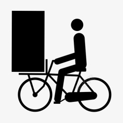 长箱子自行车送货黑色高盒看不见长盒子图标高清图片