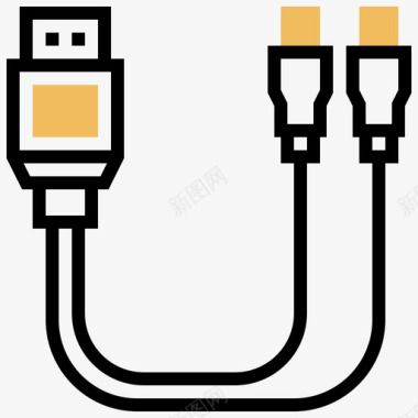 建立连接电缆连接器类型5黄色阴影图标图标