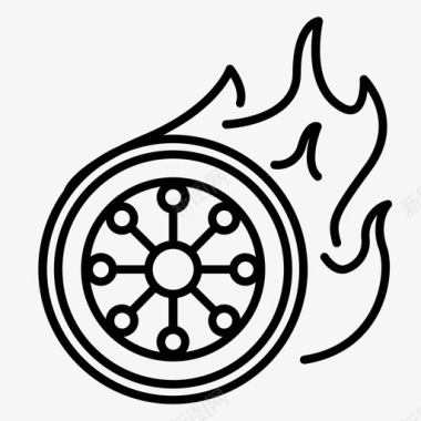热轮子燃烧汽车图标图标