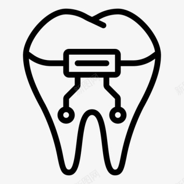 黑白器官牙齿人造牙医学图标图标