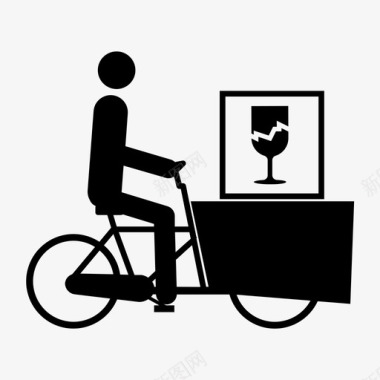 货运自行车易碎货物白色破碎玻璃图标图标