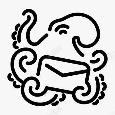 章鱼有字母邮件线样式鸟类和动物有字母图标图标