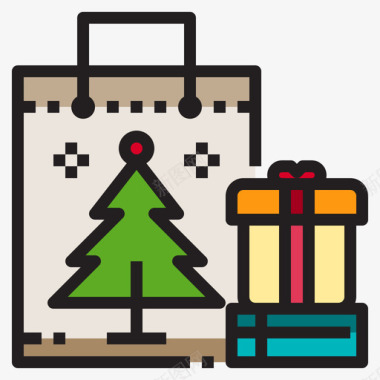 礼品购物袋礼品25线性颜色图标图标