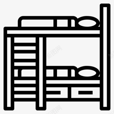 卧室垃圾桶双层床卧室双人床图标图标