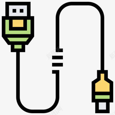 线点连接Usb连接器类型线颜色图标图标